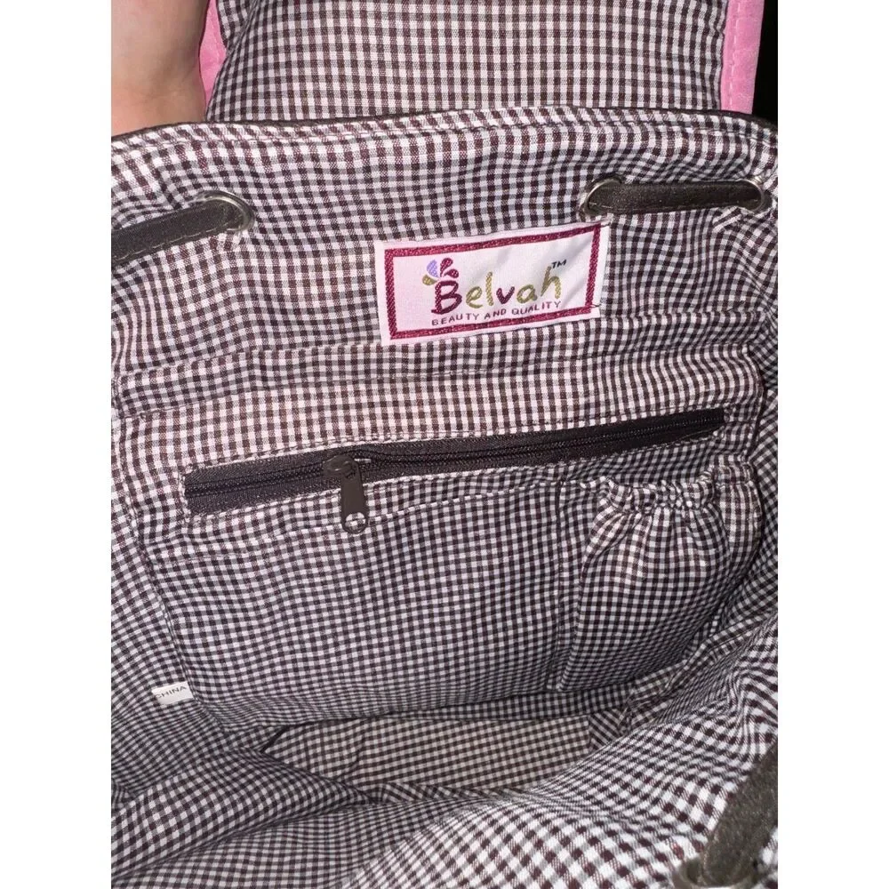 Belvah NWT Quilted Backpack with 1 or 2 Straps Brown and Pink